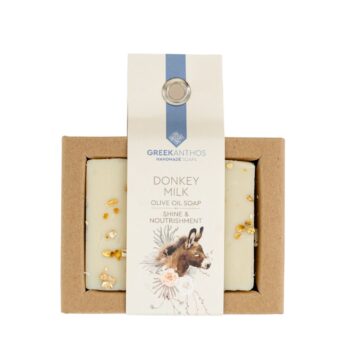 Greekanthos olive oil soap for shine and nourishment with donkey wilk -  Donkey Milk