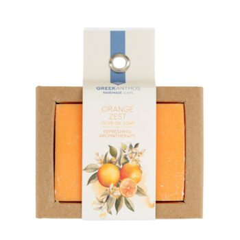 Greekanthos olive oil soap for refreshing and aromatherapy with orange zest - Orange Zest