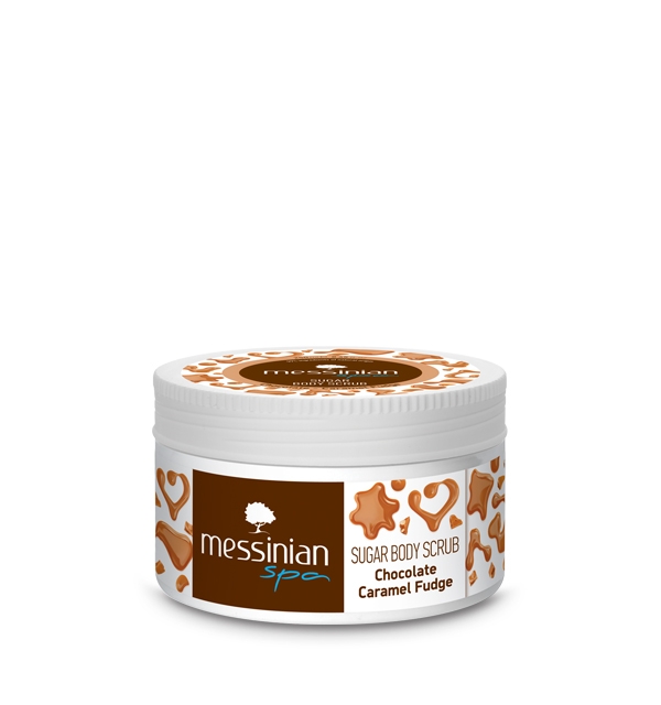 Sugar body scrub with chocolate & caramel fudge 250ml - Messinian Spa